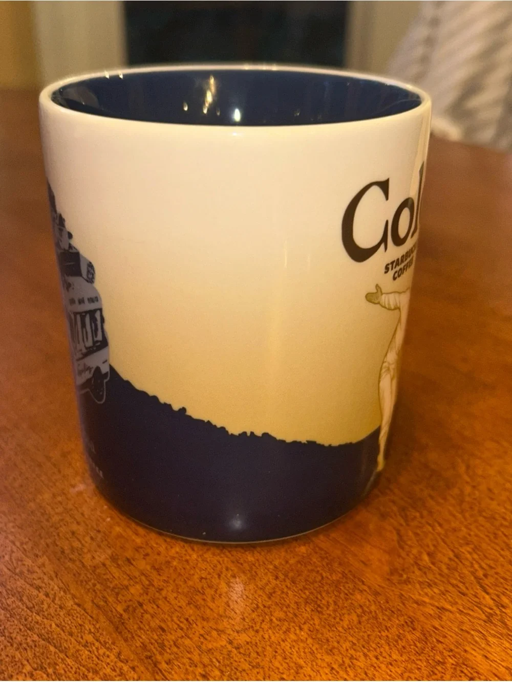 Starbucks Colombia Blue White Gold Ceramic Coffee Mug 2015 discontinued